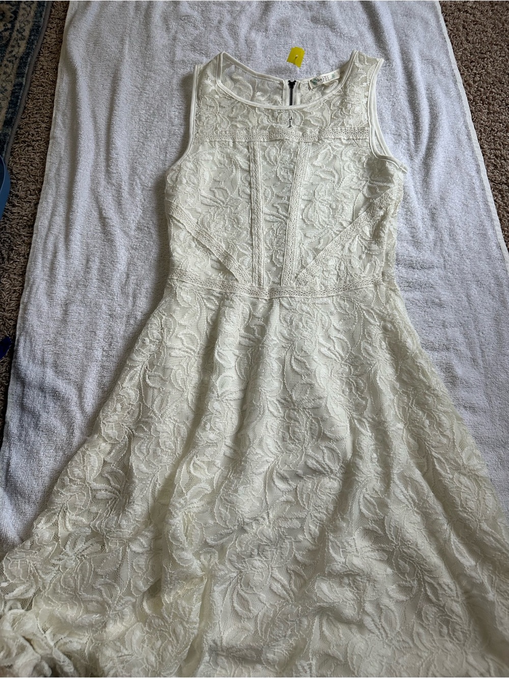 love, Fire Ivory Lace Midi Fit-and-Flare Dress